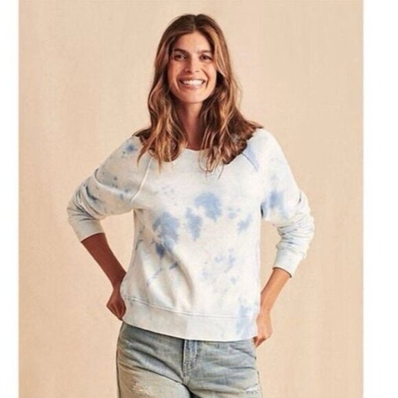 Faherty Tops - Faherty Womens Bells Sweatshirt XS Blue White Tie Dye Raglan Pullover Athleisure